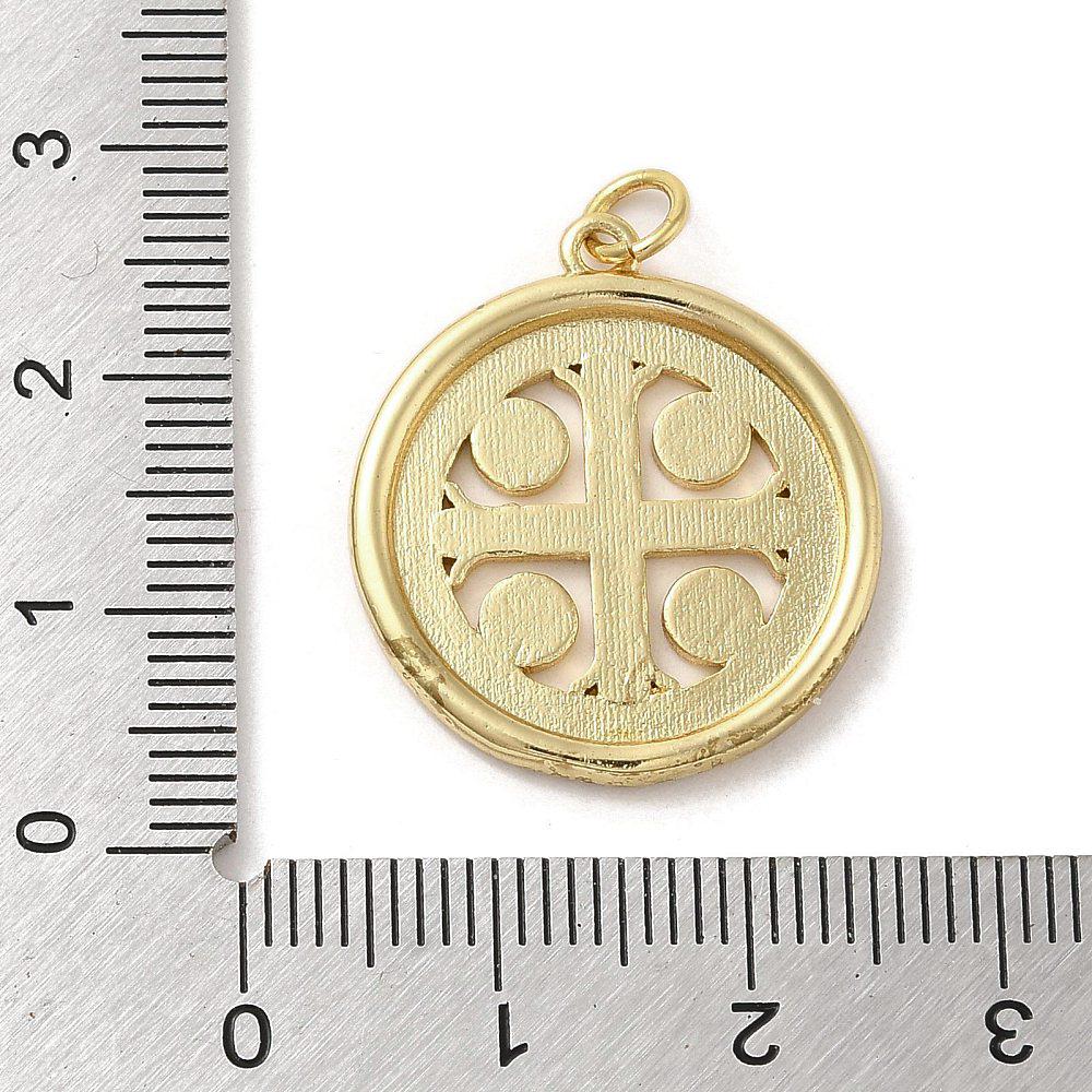 Gold Pendants - Metal Charms - Cross Charms - Religious Charms - 24x22mm - 1pc - (5409)