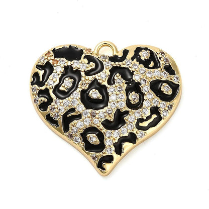 Metal Charms - Heart Charms - CZ Charms - Rhinestone Charms - 22x25mm - 1pc - Choose Your Color