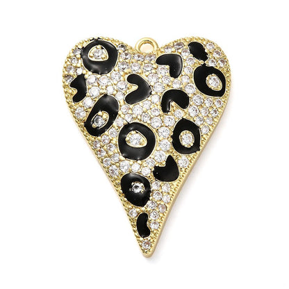 Metal Charms - Heart Charms - CZ Charms - Rhinestone Charms - 22x29mm - 1pc - Choose Your Color