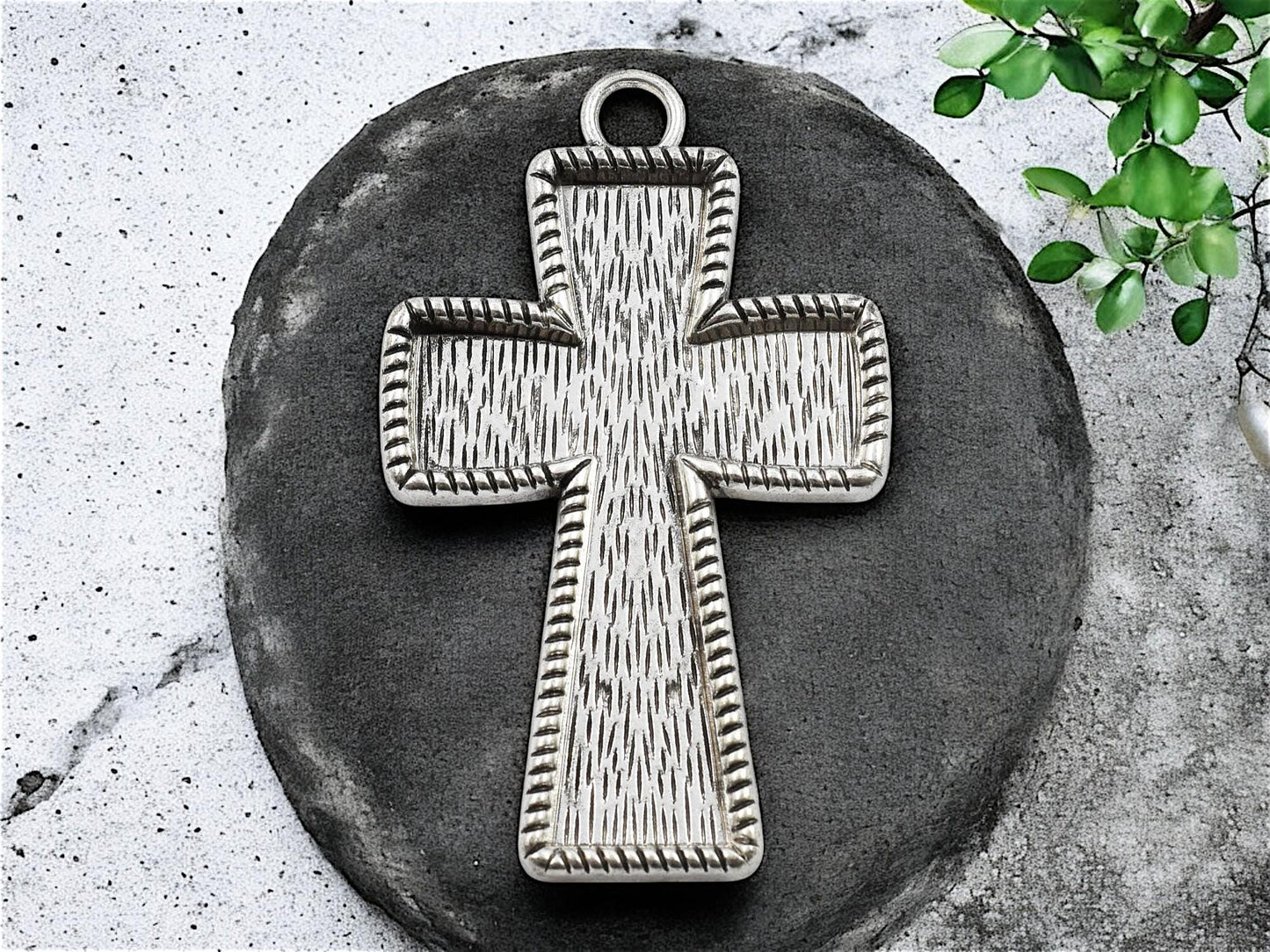 Metal Pendant - Cross Pendant - DIY Resin Jewelry - Open Bezel Pendant - 70x43mm - 2pcs