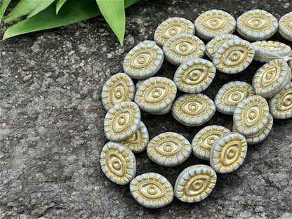 Czech Glass Beads - Evil Eye Beads - Mystic Eye Beads - Full Strand - 10pcs - 14x11mm - (1607)