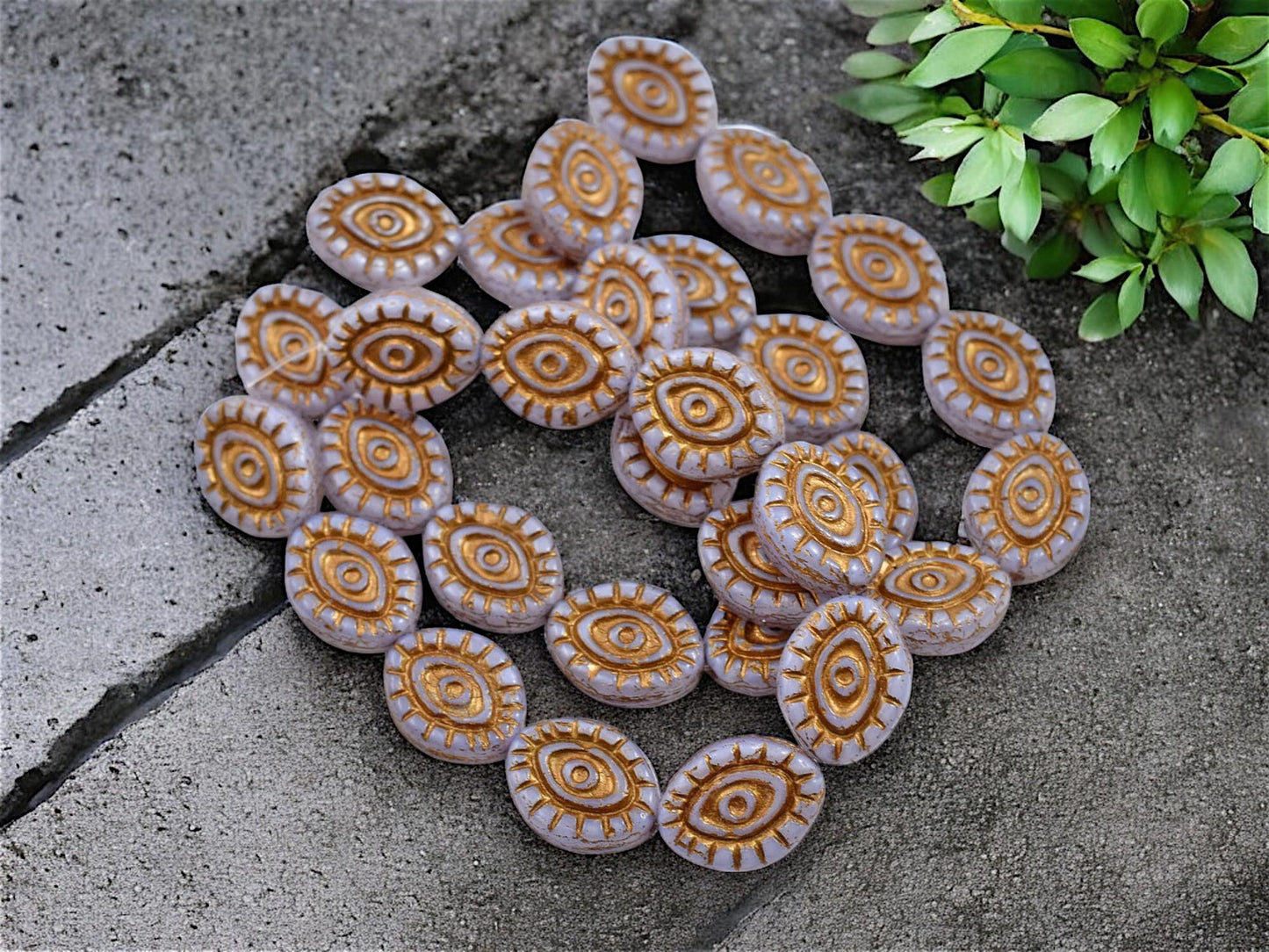 Czech Glass Beads - Evil Eye Beads - Mystic Eye Beads - Full Strand - 10pcs - 14x11mm - (4484)