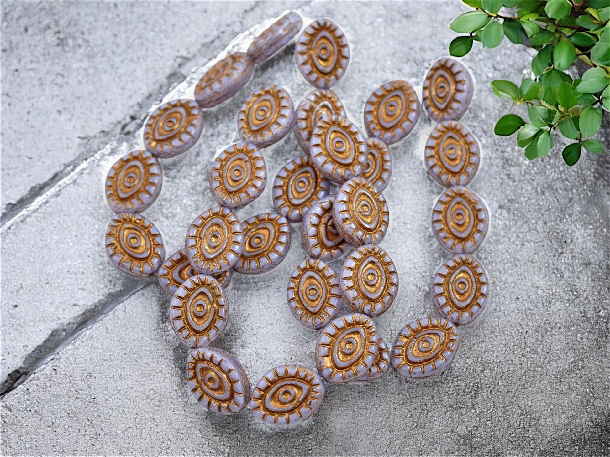 Czech Glass Beads - Evil Eye Beads - Mystic Eye Beads - Full Strand - 10pcs - 14x11mm - (4484)