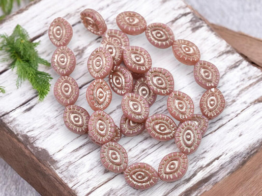 Czech Glass Beads - Evil Eye Beads - Mystic Eye Beads - Picasso Beads - Full Strand - 10pcs - 14x11mm - (4007)