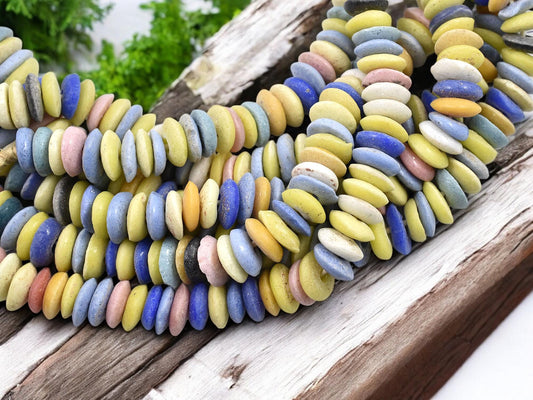 Fair Trade Beads - African Glass Beads - Recycled Glass Beads - Ashanti Glass - Heishi Beads - 13-15mm