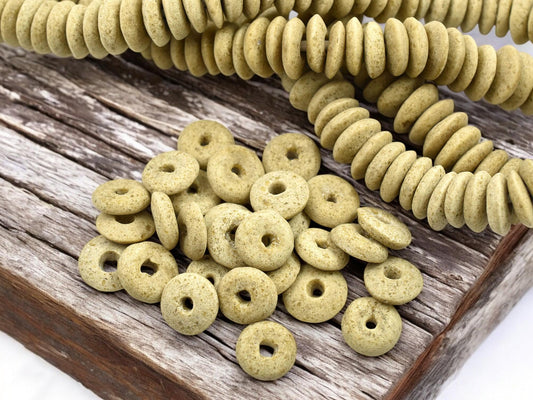 African Glass Beads - Recycled Glass Beads - Ashanti Glass - Heishi Beads - 13-15mm