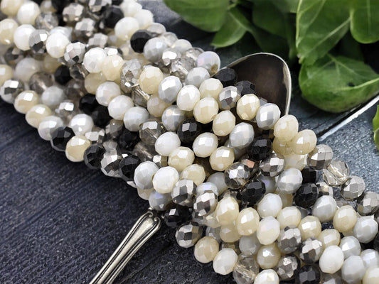 Bead Strands - Rondelle Beads - Chinese Crystal - Faceted Beads - Electroplated Glass - 6x8mm - 16.5" Strand - (4100)