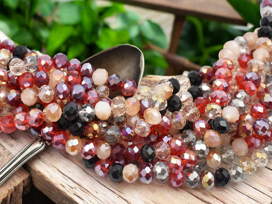 Bead Strands - Rondelle Beads - Chinese Crystal - Faceted Beads - Electroplated Glass - 6x8mm - 16.5" Strand - (A669)