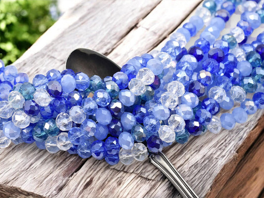 Bead Strands - Rondelle Beads - Chinese Crystal - Faceted Beads - Electroplated Glass - 6x8mm - 16.5" Strand - (A660)