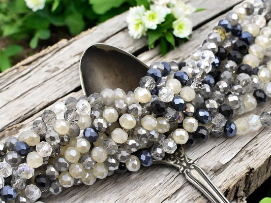 Bead Strands - Rondelle Beads - Chinese Crystal - Faceted Beads - Electroplated Glass - 5x6mm - 16.5" Strand - (A411)