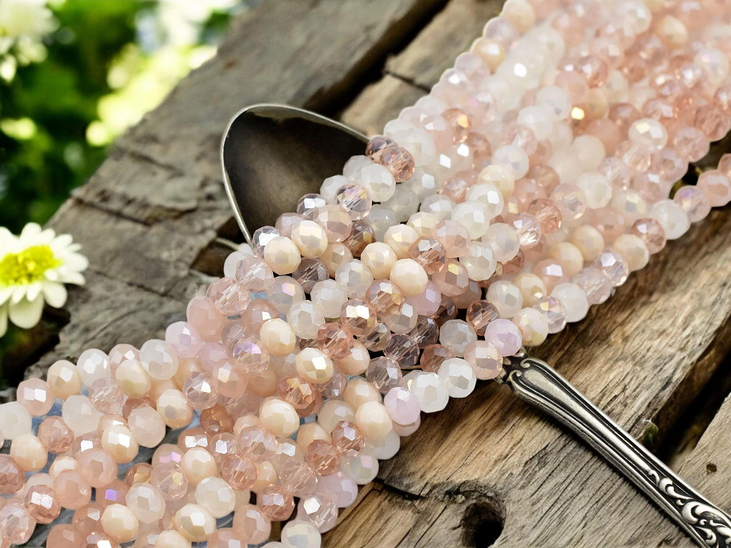 Bead Strands - Rondelle Beads - Chinese Crystal - Faceted Beads - Electroplated Glass - 5x6mm - 16.5" Strand - (4370)