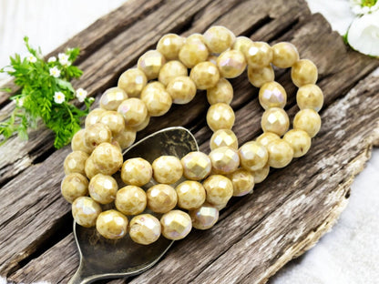 Picasso Beads - Czech Glass Beads - Fire Polished Beads - Round Beads - 8mm - 20pcs - (A544)