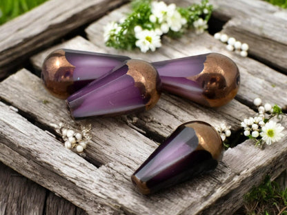 *8* 8x15mm Bronze Tipped Amethyst Cloud Faceted Drop Beads