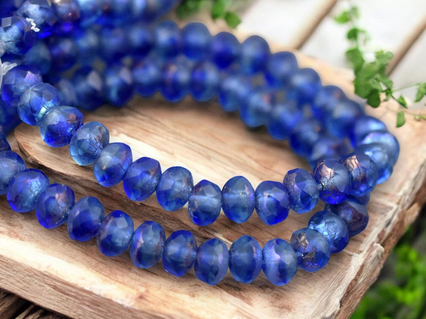 *30* 3x5mm Bronze AB Washed Matte Sapphire Fire Polished Rondelle Beads