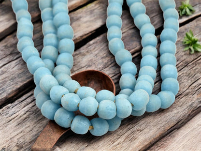 African Recycled Glass Beads - Fair Trade Beads - Krobo Beads - Powder Glass Beads - Approx 10-12mm - 19" Strand - (J49)