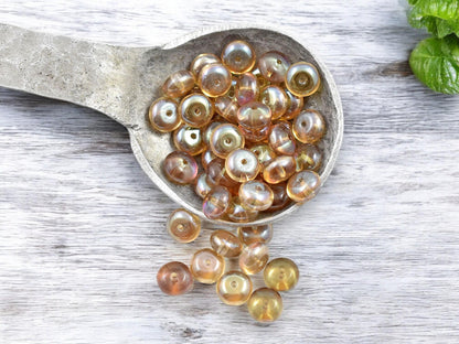 Rondelle Beads - Czech Glass Beads - Saucer Rondelle - Spacer Beads - 4x7mm - 50pcs - (293)