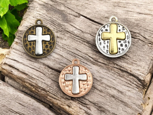 Cross Charms - Metal Charms - Religious Charms - Bohemian Charms - 5pcs - 23x20mm - Choose Your Color