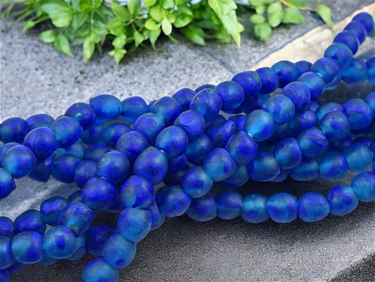 Recycled Glass Beads - African Glass Beads - Fair Trade Beads - Approx 10-11mm - 20" Strand - (J53)