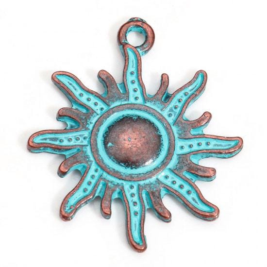 Sun Charms - Patina Charms - Metal Charms - Copper Charms - 15mm - 20pcs - 27x23pcs - (A667)