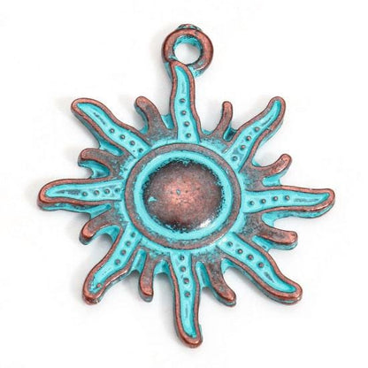 Sun Charms - Patina Charms - Metal Charms - Copper Charms - 15mm - 20pcs - 27x23pcs - (A667)