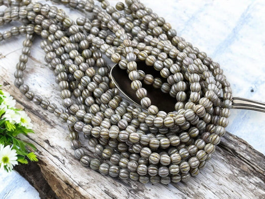 Czech Glass Beads - Melon Beads - Picasso Beads - Round Beads - 5mm - 50pcs - (4518)