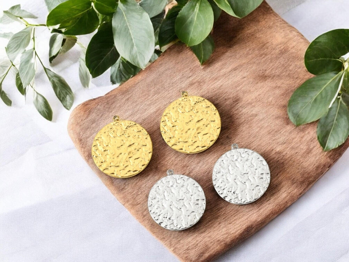 Metal Charms - Hammered Charms - Stainless Steel Charms - Minimalist Charms - Gold Charms - Silver Charms - 2pcs - 23x20mm