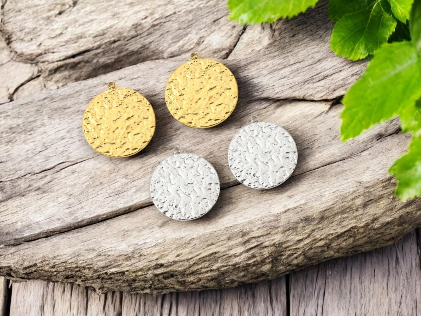 Metal Charms - Hammered Charms - Stainless Steel Charms - Minimalist Charms - Gold Charms - Silver Charms - 2pcs - 23x20mm
