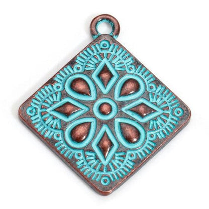 Metal Charms - Patina Charms - Drop Charms - Copper Charms - 28x25mm - 20pcs - (A522)
