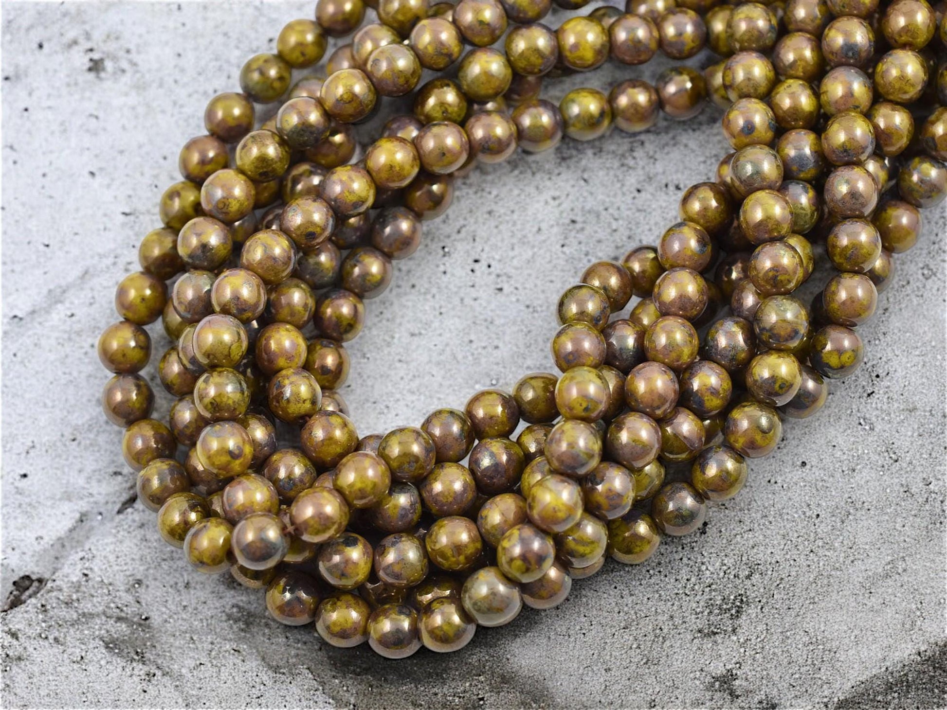 Picasso Beads - 6mm Beads - Round Beads - Czech Glass Beads - Druk Beads - 50pcs - (A683)