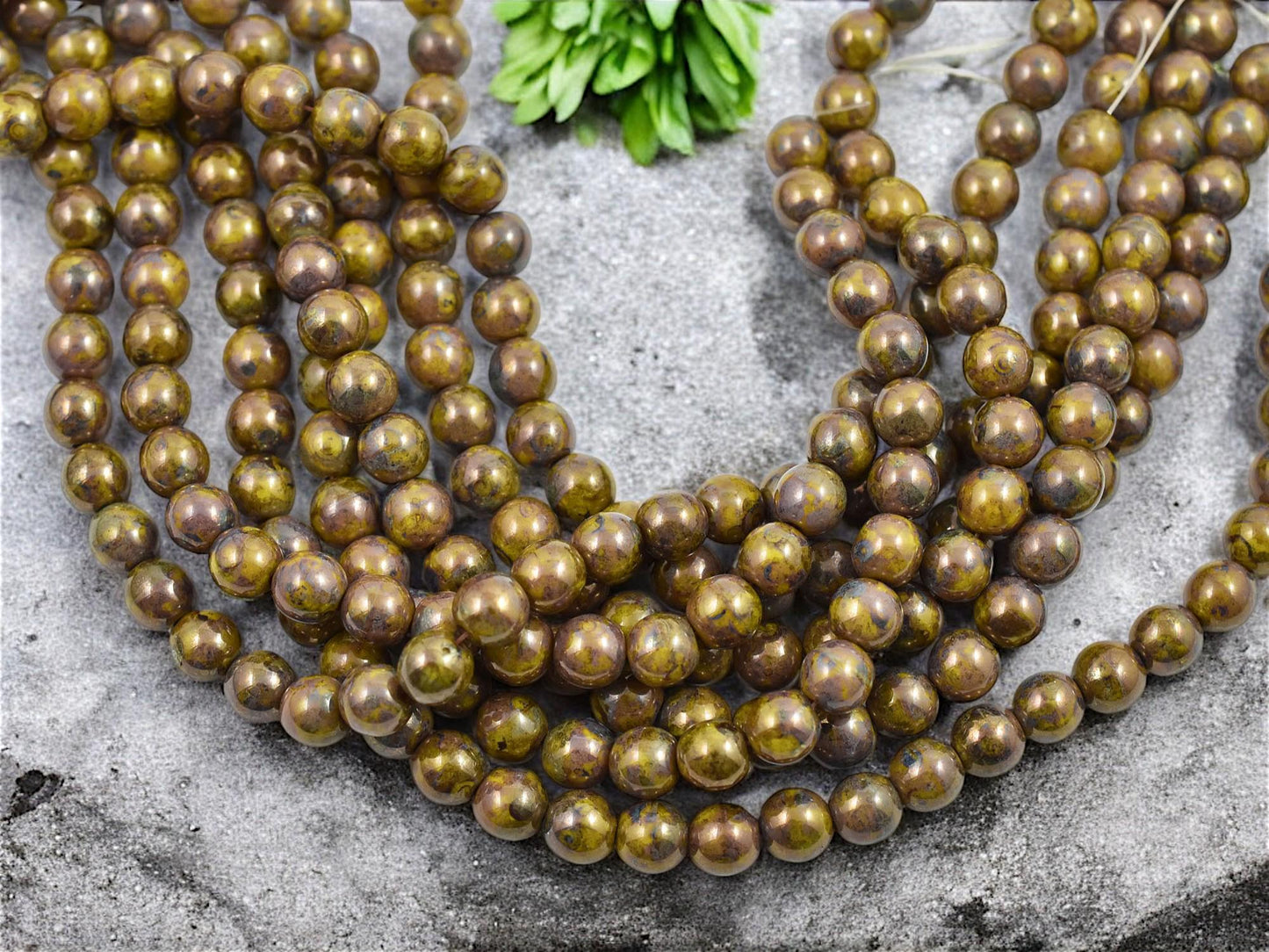 Picasso Beads - 6mm Beads - Round Beads - Czech Glass Beads - Druk Beads - 50pcs - (A683)