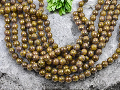 Picasso Beads - 6mm Beads - Round Beads - Czech Glass Beads - Druk Beads - 50pcs - (A683)