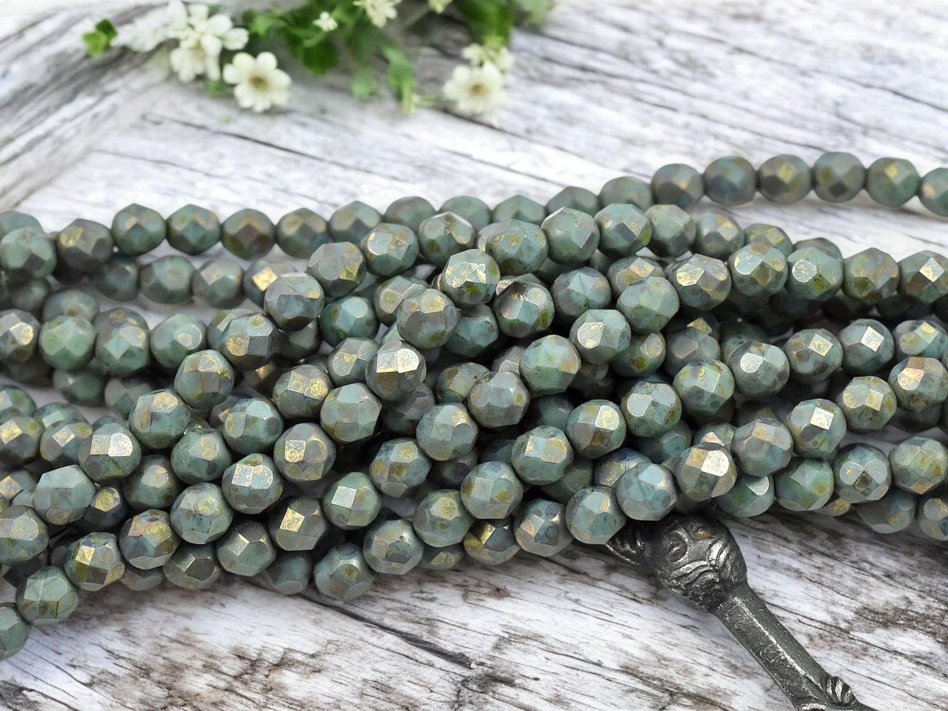 Czech Glass Beads - Fire Polish Beads - Picasso Beads - Round Beads - 6mm - 25pcs - (5614)