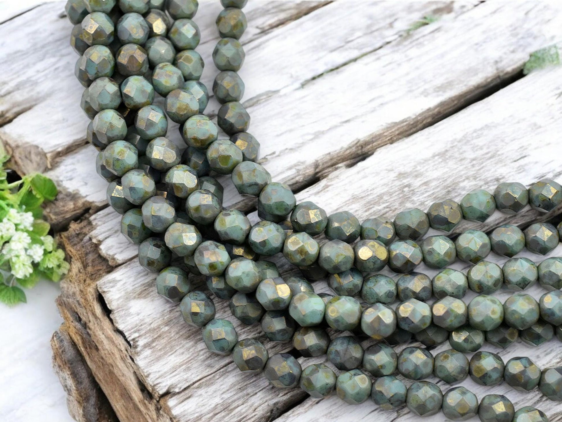 Czech Glass Beads - Fire Polish Beads - Picasso Beads - Round Beads - 6mm - 25pcs - (5614)