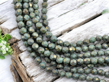 Czech Glass Beads - Fire Polish Beads - Picasso Beads - Round Beads - 6mm - 25pcs - (5614)