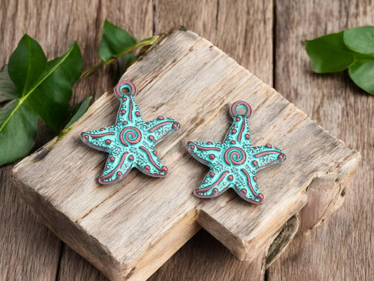 Metal Charms - Patina Charms - Starfish Charms - Copper Charms - 20x18mm - 20pcs - (501)