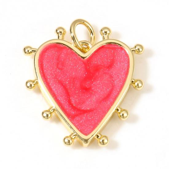 19x18mm 18k Gold Plated Pearlized Enamel Heart Charms
