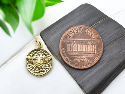 Bee Charms - Metal Charms - Gold Charms - Small Charms - Charm Tags - 5pcs - 17x12mm