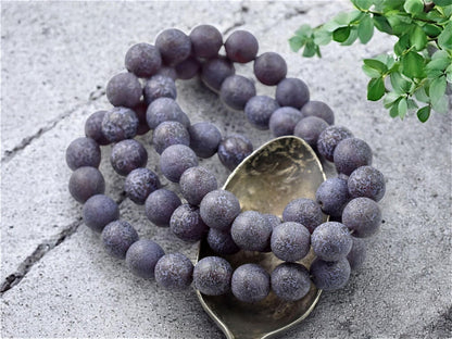 *20* 8mm Purple Etched Matte Amber Round Druk Beads