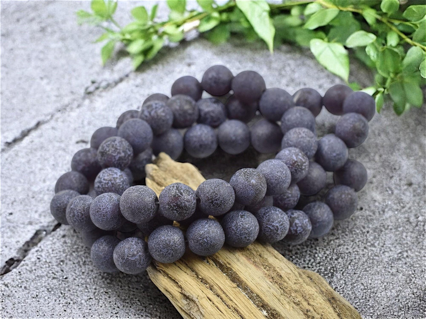 *20* 8mm Purple Etched Matte Amber Round Druk Beads