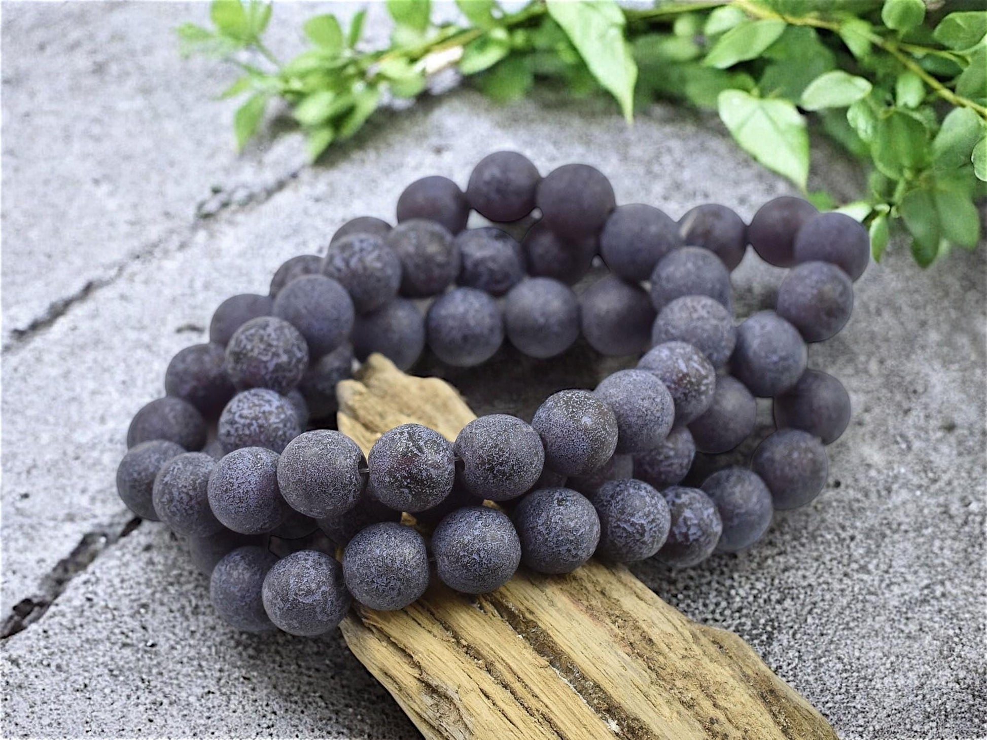 *20* 8mm Purple Etched Matte Amber Round Druk Beads