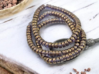 Czech Glass Beads - Heishi Beads - Spacer Beads - Rondelle Beads - Picasso Beads - 6x3mm - 50pcs - (B752)