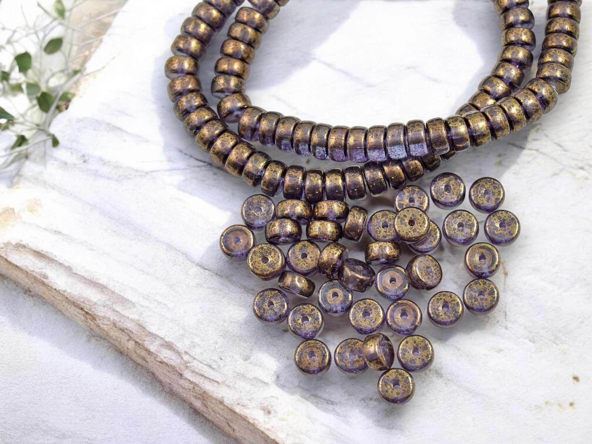 Czech Glass Beads - Heishi Beads - Spacer Beads - Rondelle Beads - Picasso Beads - 6x3mm - 50pcs - (B752)