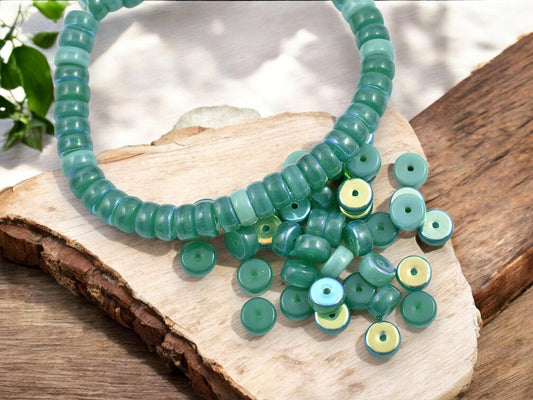 Czech Glass Beads - Heishi Beads - Spacer Beads - Rondelle Beads - Picasso Beads - 6x3mm - 50pcs - (2275)