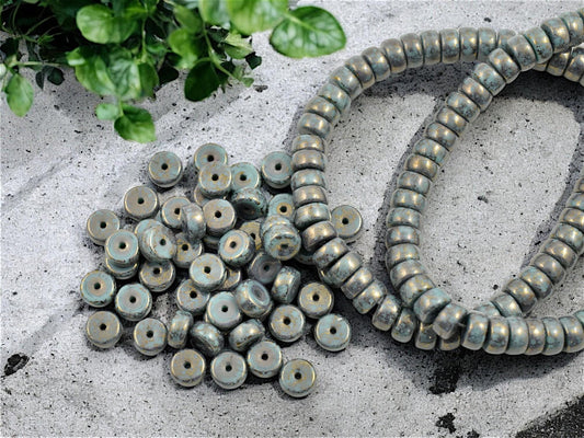 Czech Glass Beads - Heishi Beads - Spacer Beads - Rondelle Beads - Picasso Beads - 6x3mm - 50pcs - (784)