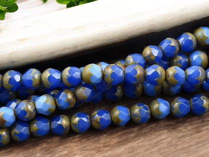 *19* 8mm Pacific Blue Opal Picasso Central Cut Beads