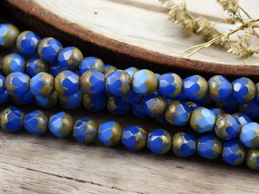 *19* 8mm Pacific Blue Opal Picasso Central Cut Beads