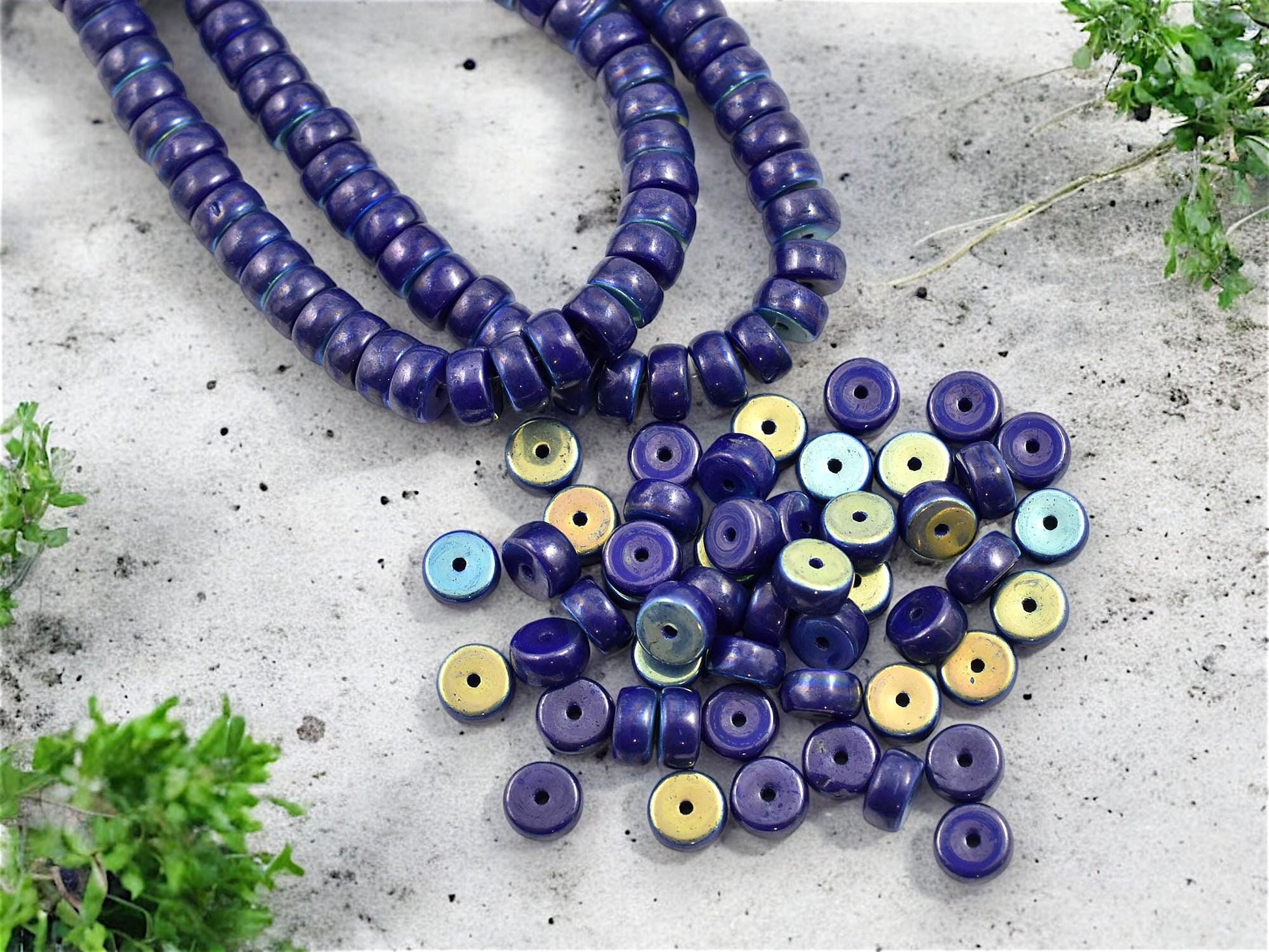 Picasso Beads - Czech Glass Beads - Heishi Beads - Spacer Beads - Rondelle Beads - 6x3mm - 50pcs - (3606)