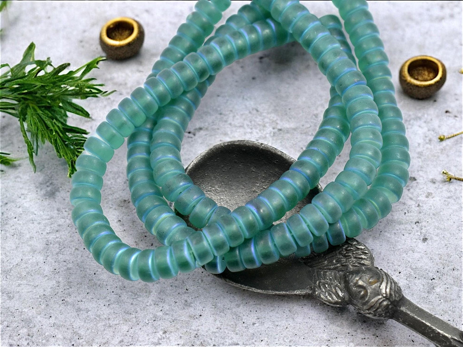 Czech Glass Beads - Heishi Beads - Spacer Beads - Rondelle Beads - Picasso Beads - 6x3mm - 50pcs - (4913)