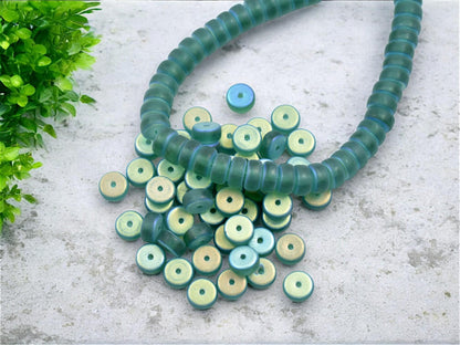 Czech Glass Beads - Heishi Beads - Spacer Beads - Rondelle Beads - Picasso Beads - 6x3mm - 50pcs - (4913)