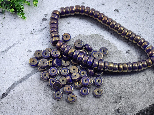 Czech Glass Beads - Heishi Beads - Spacer Beads - Rondelle Beads - Picasso Beads - 6x3mm - 50pcs - (1011)